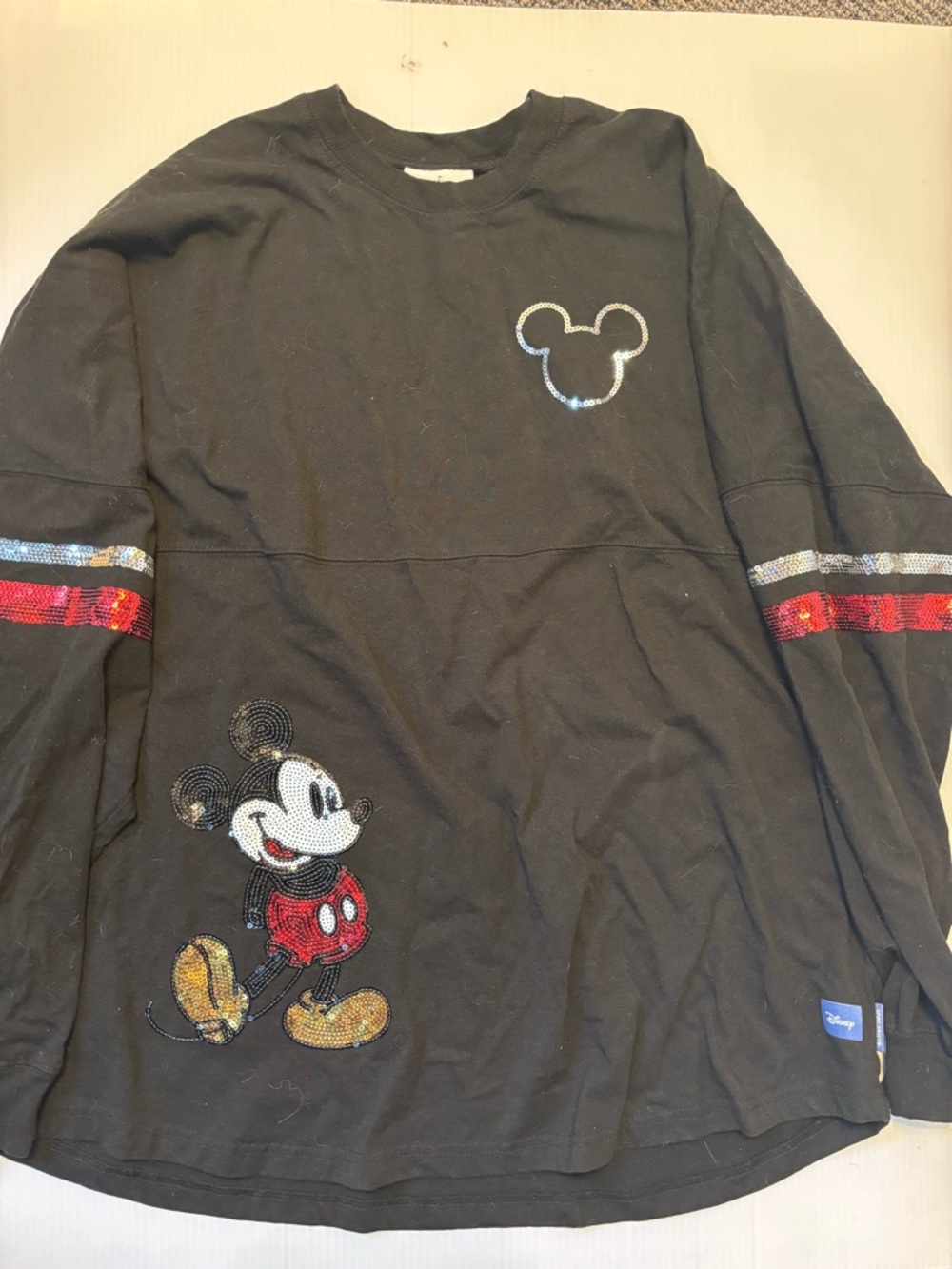 Disney Black Sequin Mickey Mouse spirit jersey 2xl